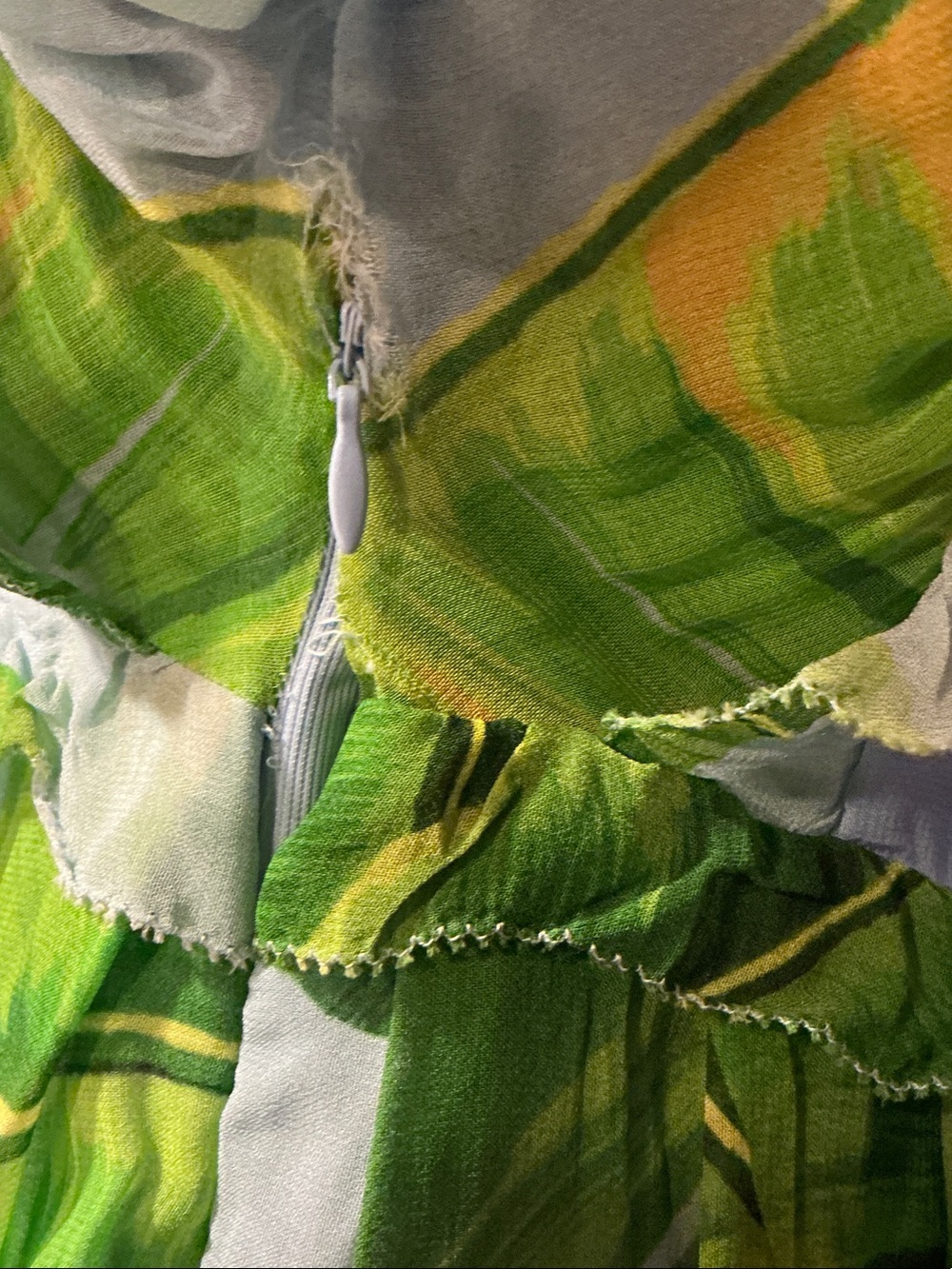 Farm Rio Tropical V-Neck Maxi Dress in Light Blue and Green W Call Out Easy Fix - Picture 8 of 8